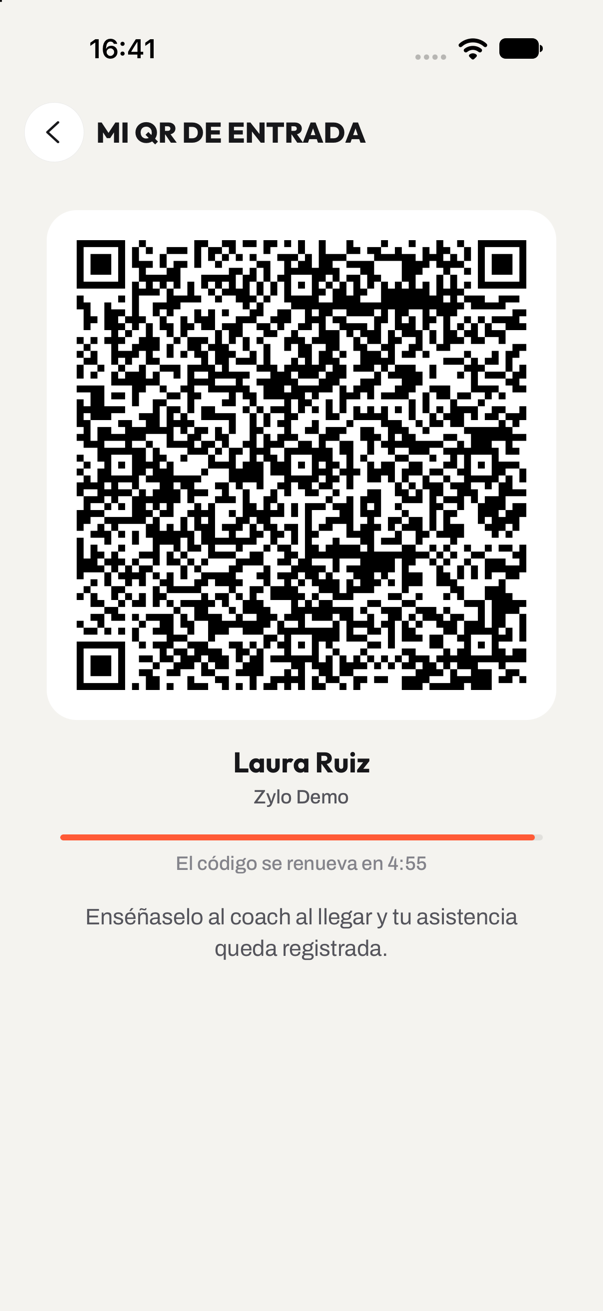 Código QR de entrada del socio